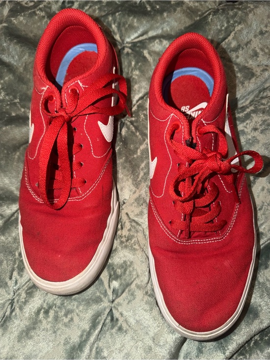 Nike Other - Nike Red Canvas Low-Top Sneakers with White Swoosh